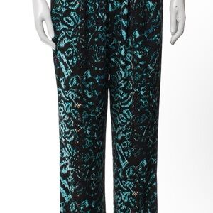 Stylish Black and Green DVF Tie Waist Pants
